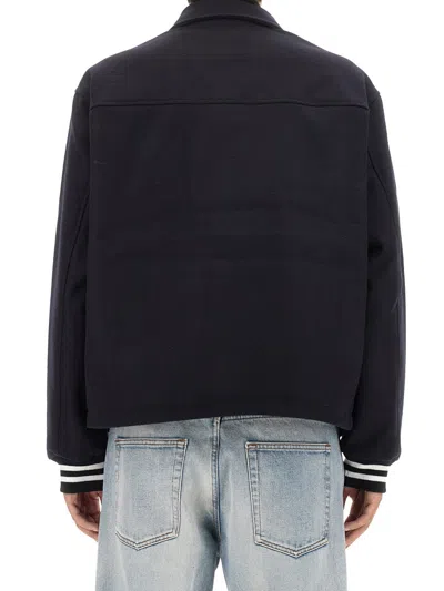 Aries Oversize Ribbed Cuffs Hem Side Pockets Jacket In Blue
