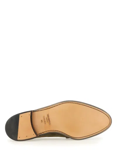 Thom Browne Suede Loafers With Rounded Toe And Tricolor Detail In Green