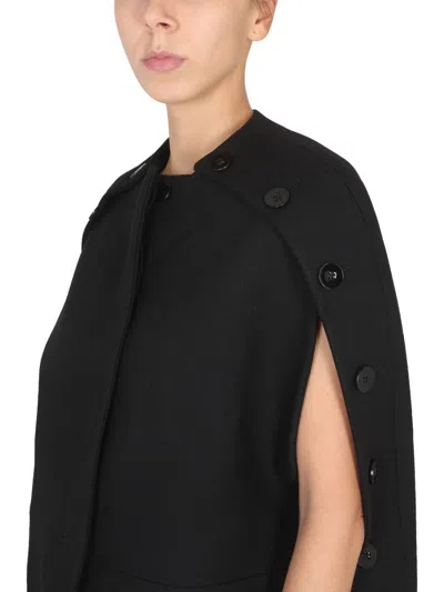 Jil Sander Elegant Wool Cape With Concealed Details