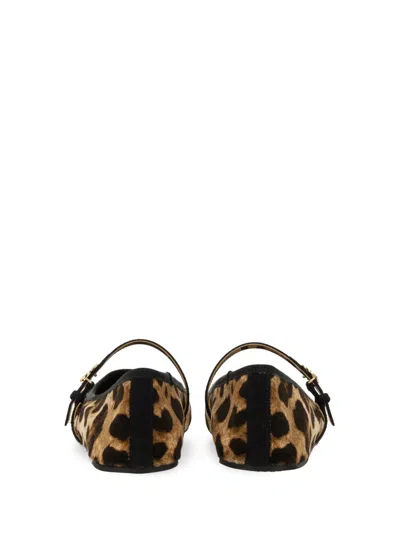 Dolce & Gabbana Velvet Ballerina In Animal Print