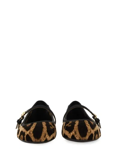 Dolce & Gabbana Velvet Ballerina In Animal Print