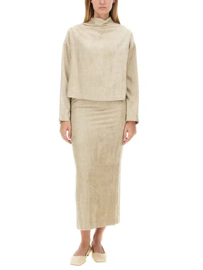 Alysi Velvet Skirt In Nude