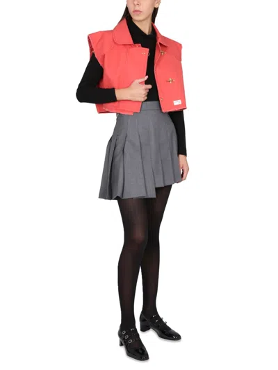 Fay Collar Cropped Frayed Top In Pink
