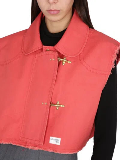 Fay Collar Cropped Frayed Top In Pink