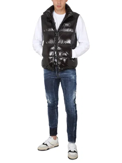 Dsquared2 Shiny Ripstop Down Vest In Black