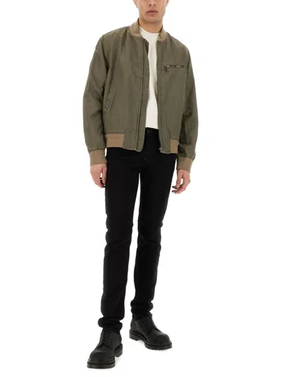 Belstaff Bomber Jacket With Ribbed Cuffs And Hem In Green