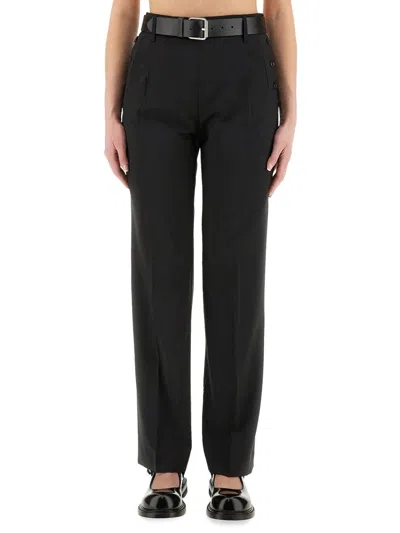 Moschino Straight Fit Wool Pants With Pockets In Black