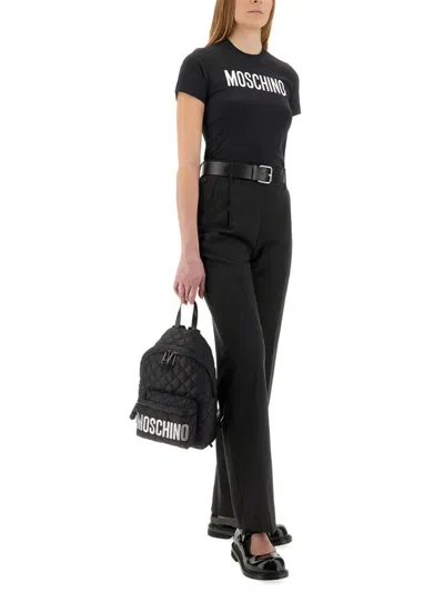 Moschino Straight Fit Wool Pants With Pockets In Black