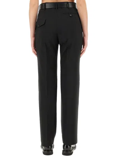 Moschino Straight Fit Wool Pants With Pockets In Black