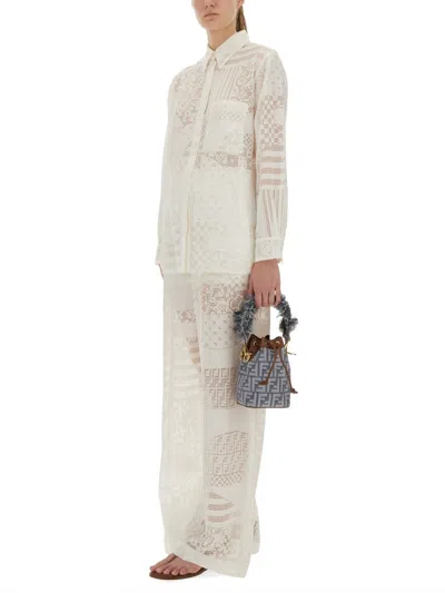 Fendi Patchwork Motif Wide-leg Drawstring Pants