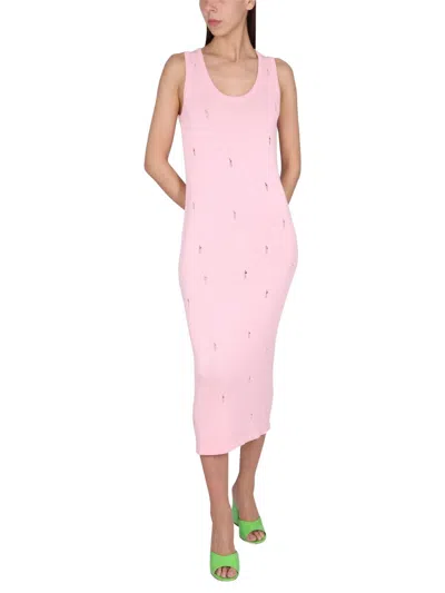 Barrow Chic Viscose Midi Dress In Pink