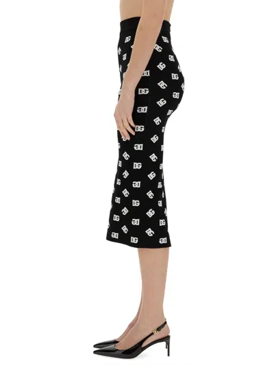 Dolce & Gabbana Logo Skirt In Black