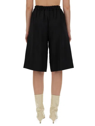 Jil Sander Wide Leg Bermuda Shorts In Black