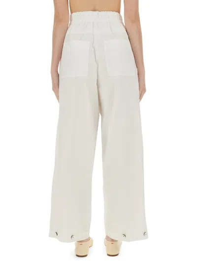 Jil Sander Wide Cotton Gabardine Trousers In Multi