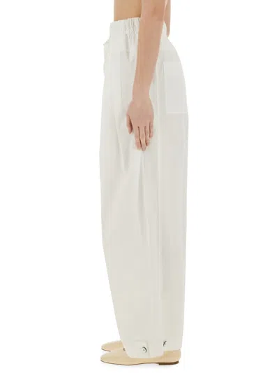 Jil Sander Wide Cotton Gabardine Trousers In Multi
