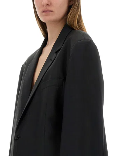 Maison Margiela Yves Salomon Beige Lamb Leather Jacket In Black