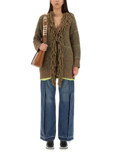 Stella Mccartney Stella Mc Cartney Multicoloured Cardigan With Fringes In Green