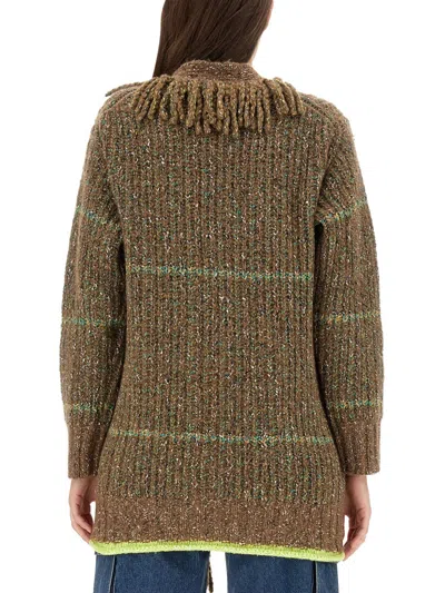 Stella Mccartney Stella Mc Cartney Multicoloured Cardigan With Fringes In Green