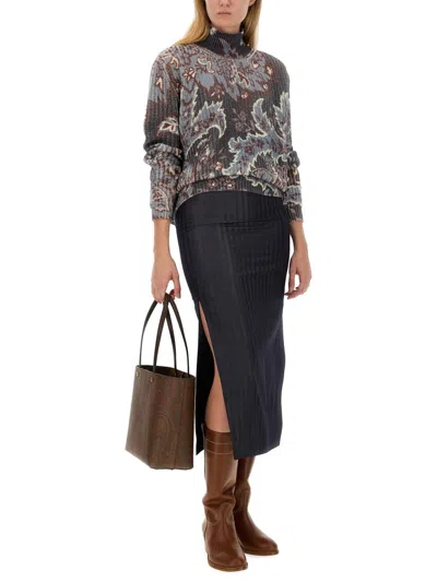 Etro Wool Blend Pencil Skirt In Black
