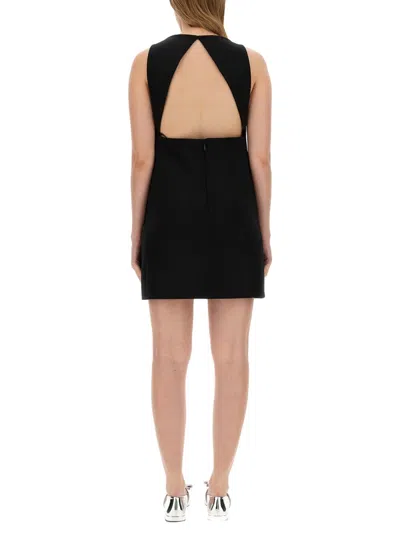 Versace Wool Blend Straight Mini Dress With Cut-out In Black