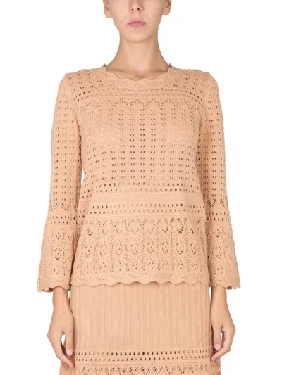 Moschino Wool Blend Sweater In Brown