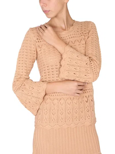 Moschino Wool Blend Sweater In Brown