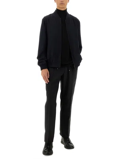 Zegna Wool-shell Bomber Jacket In Black