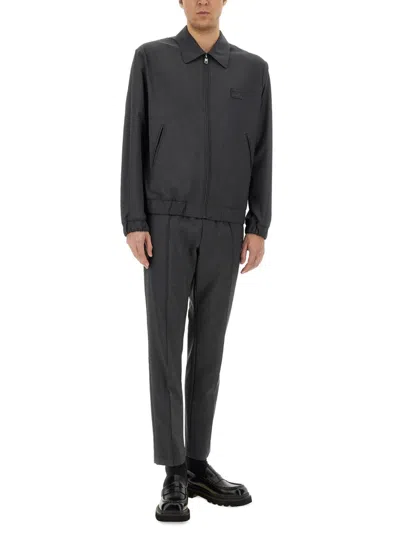 Dolce & Gabbana Men Wool Canvas Jacket With Plaque