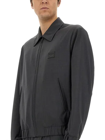 Dolce & Gabbana Men Wool Canvas Jacket With Plaque