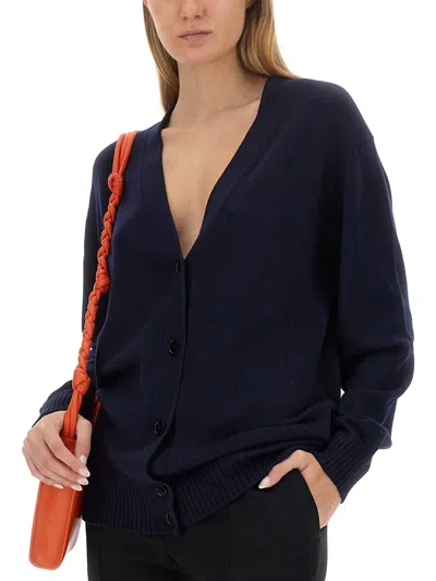 Jil Sander Wool Cardigan In Blue