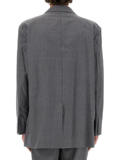 Helmut Lang Oversized Wool Blazer In Gray