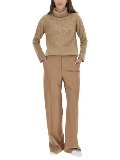 Fabiana Filippi High-neck Wool Jersey Sweater In Brown