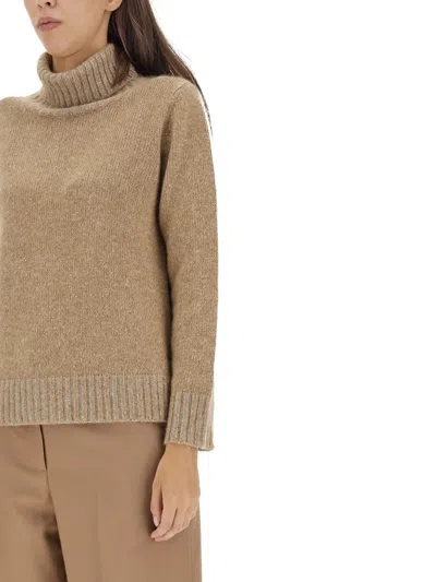 Fabiana Filippi High-neck Wool Jersey Sweater In Brown