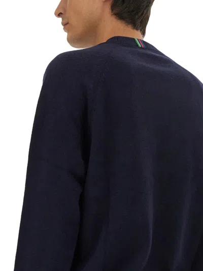Ps By Paul Smith Ps Paul Smith Relaxed Fit Crew Neck Merino Wool Sweater In Blue