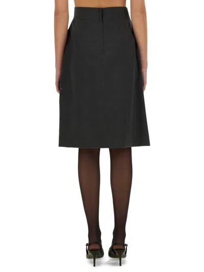 Dolce & Gabbana Woolen A-line Midi Skirt With Dg Buttons In Black