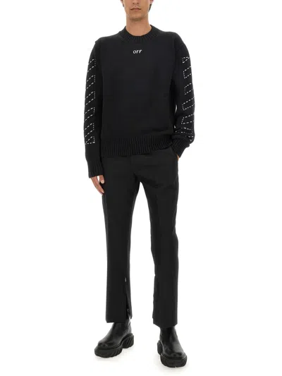Off-white Off White Ow Wool Trousers In Black