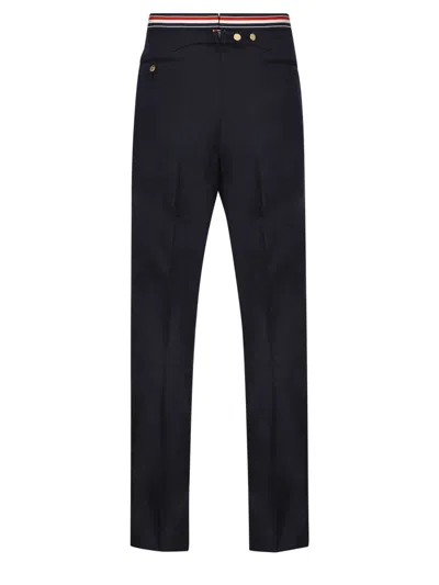 Thom Browne Rwb Blue Wool Pants In Black