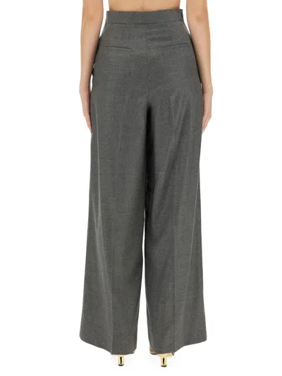 Fendi Wide Leg Wool Pants In Gray