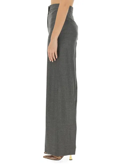 Fendi Wide Leg Wool Pants In Gray