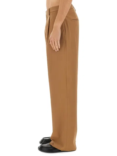 Lardini Miami Wool Crepe Gabardine Pants In Brown