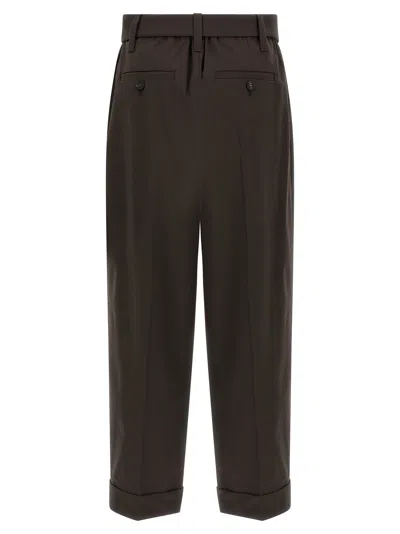 Brunello Cucinelli Belted Cropped Pants In Black