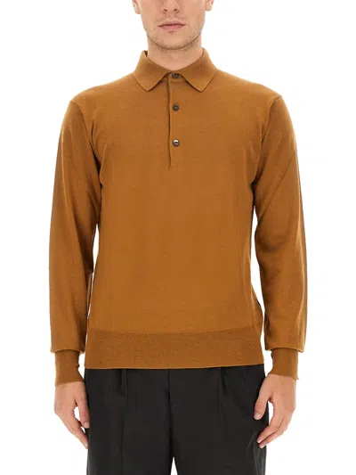 Pt Torino Wool Polo Regular Fit In Orange