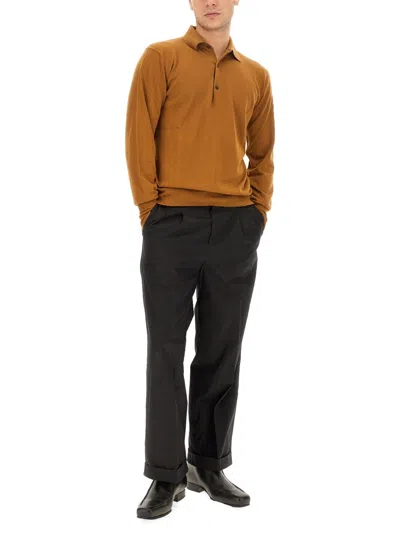 Pt Torino Wool Polo Regular Fit In Orange