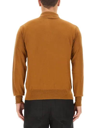 Pt Torino Wool Polo Regular Fit In Orange