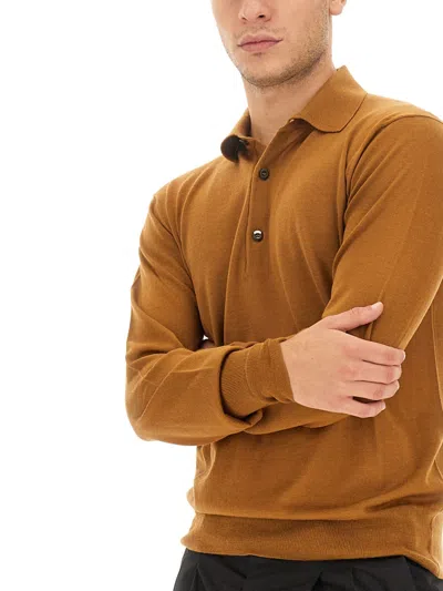 Pt Torino Wool Polo Regular Fit In Orange