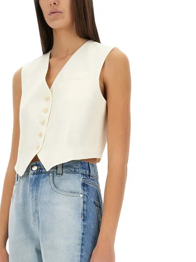 Stella Mccartney Wool Tailoring Short Vest In White
