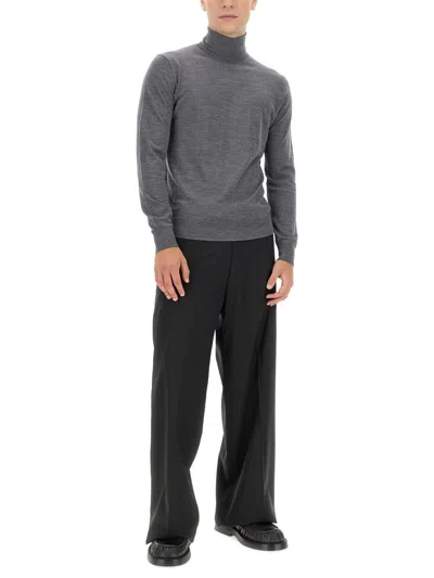 Ballantyne Classic Grey Wool Turtleneck Sweater In Gray