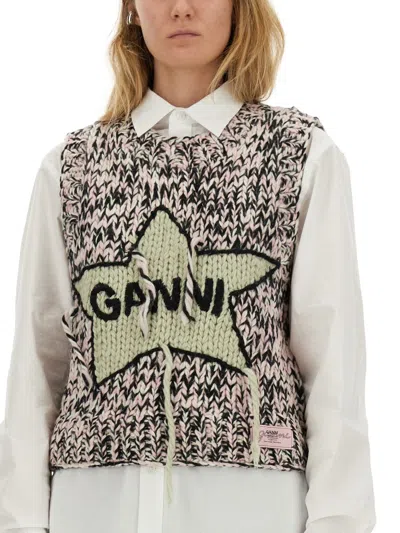 Ganni Woolen Vest With Inl In Multi