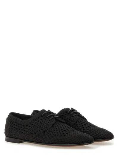 Dolce & Gabbana Black Lace-up Shoes With Woven Design