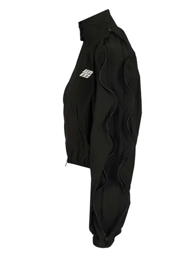 Alexander Wang Zip Sleeve Oversize Crop Track Jacket In Black